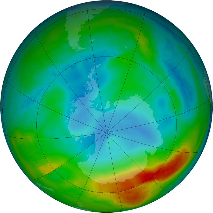 Antarctic ozone map for 14 June 1984